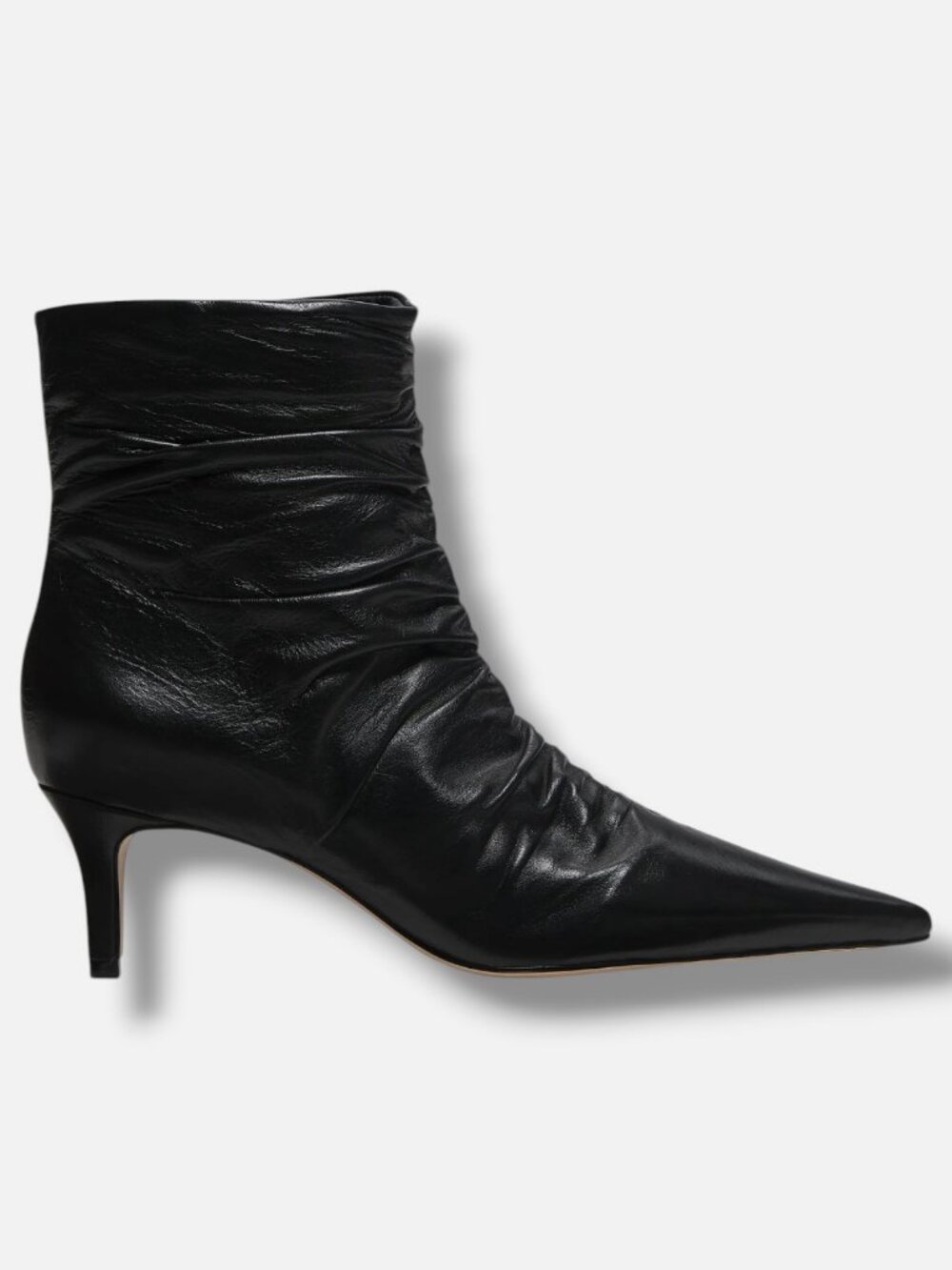 22élevé Women's Black 55MM Ruched Leather Booties Size 38.5